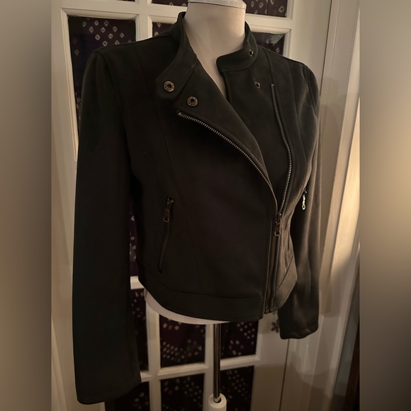 Banana Republic faux suede jacket in dark green - Picture 5 of 9
